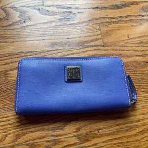 Dooney & Bourke Blue Zip-Around Leather Wallet